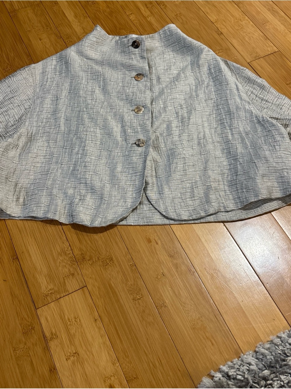 Linen Button Down Swing Style Short Top - Banana Blue, Australia- Size Small